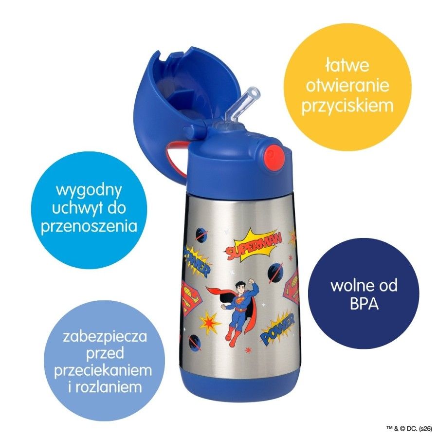 b.box butelka termiczna - bidon dla dzieci ze słomką 350 ml Superman