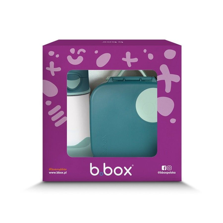 b.box Zestaw Sportowa butelka tritanowa 450 ml + Mini Lunchbox, Emerald Forest