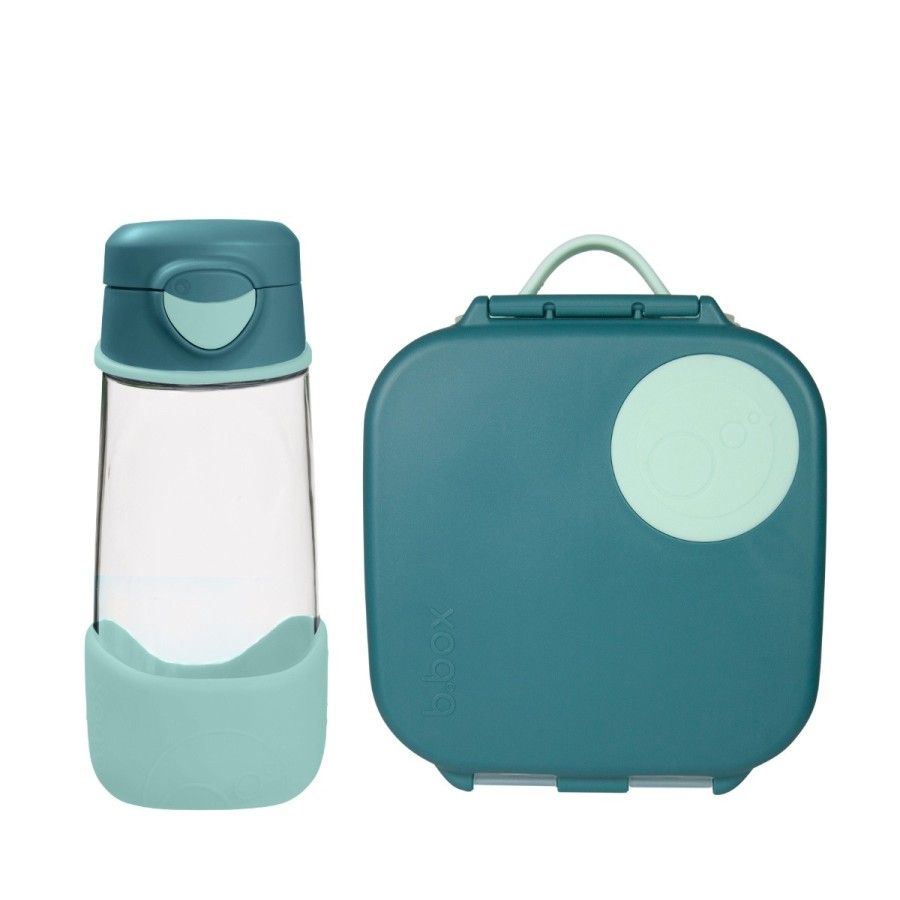b.box Zestaw Sportowa butelka tritanowa 450 ml + Mini Lunchbox, Emerald Forest