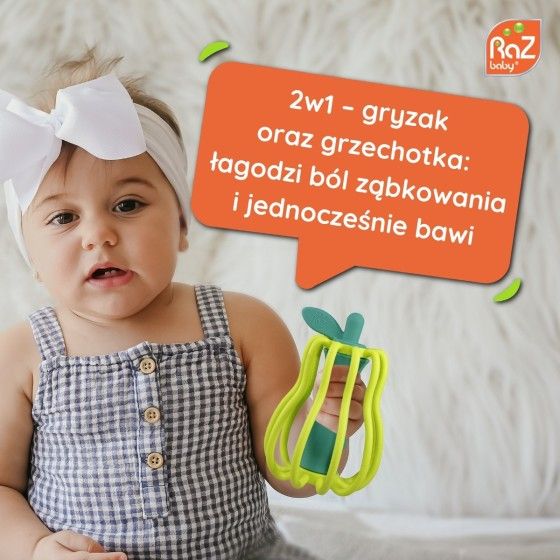 RaZbaby Raz-pear gryzak i grzechotka 2w1 gruszka 3m+