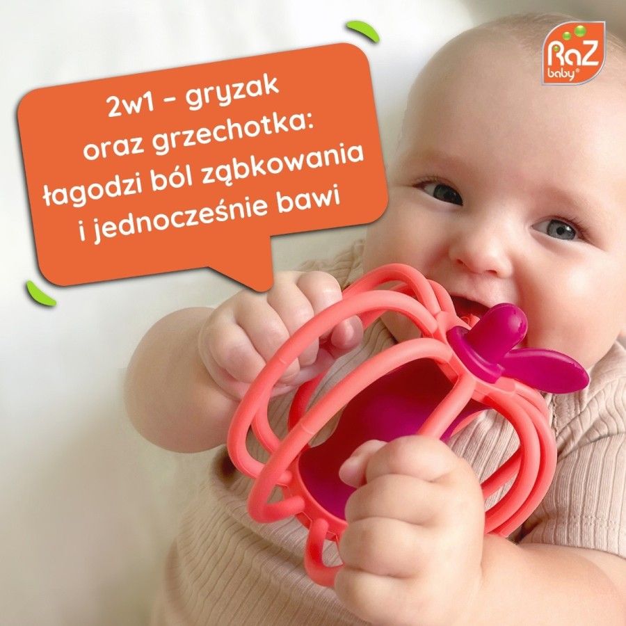 RaZbaby Raz-apple gryzak i grzechotka 2w1 jabłko 3m+