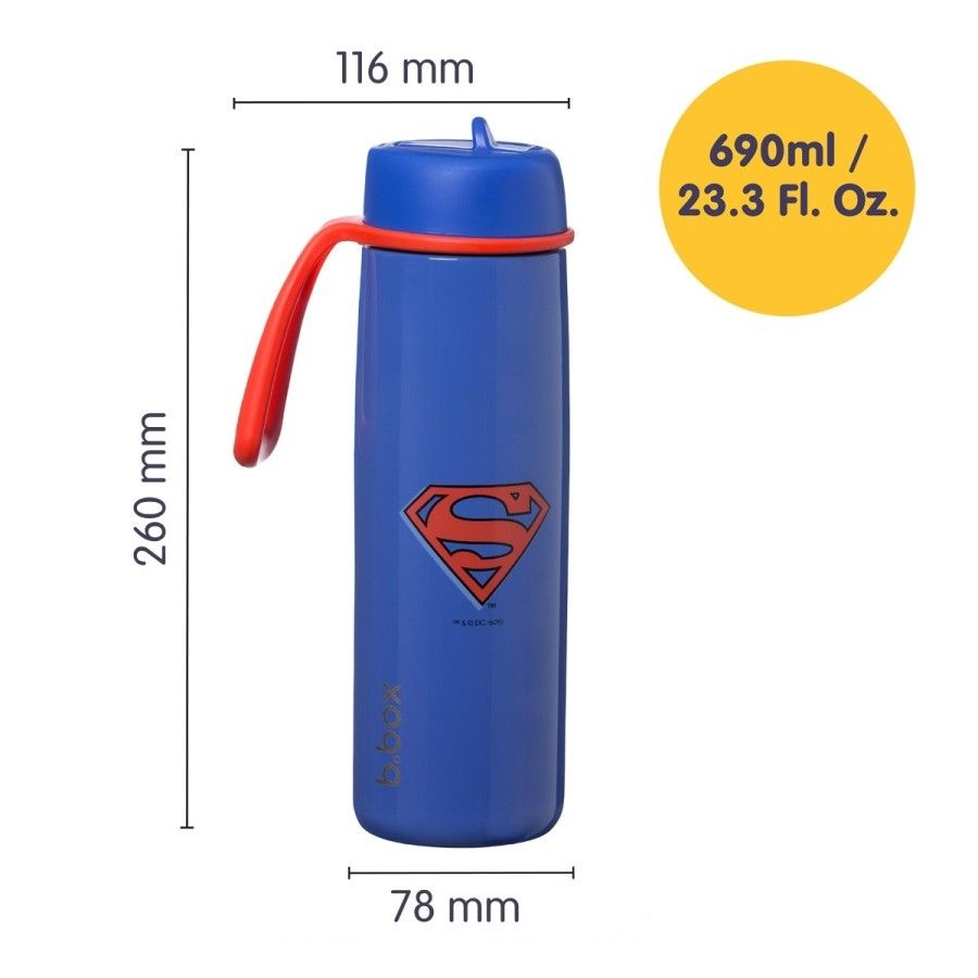 b.box Butelka termiczna ze stali nierdzewnej | składany ustnik 690 ml Superman