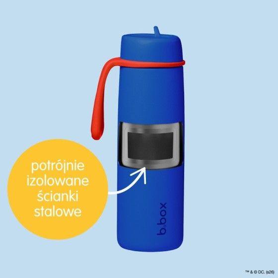 b.box Butelka termiczna ze stali nierdzewnej | składany ustnik 690 ml Superman