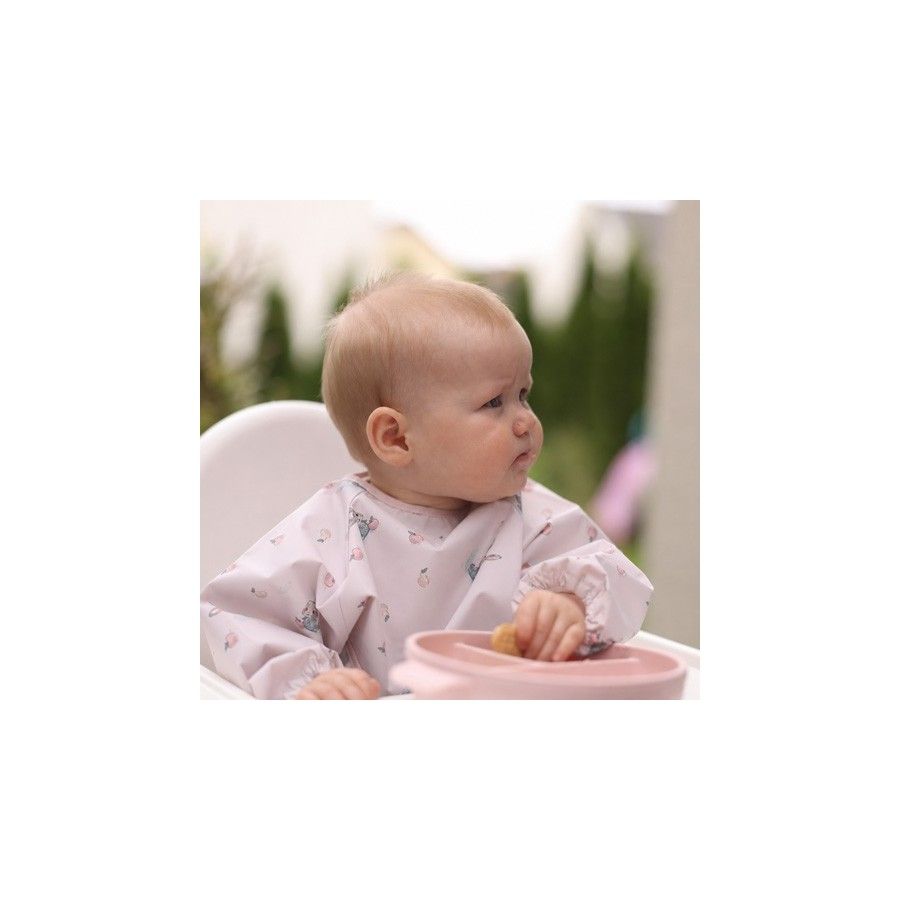 Babyono Śliniak - fartuszek z długim rękawem BUNNY