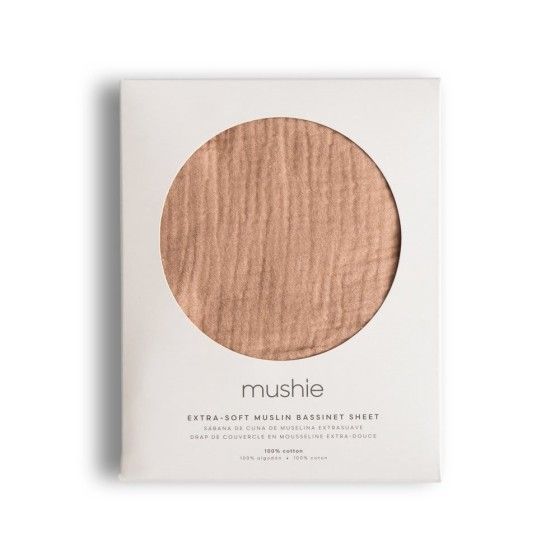 Mushie Prześcieradło do łóżeczka 120x60 cm z gumką Natural