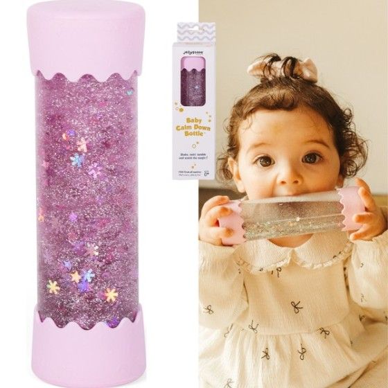 Jellystone, Sensoryczna butelka dla niemowląt SOFT PINK 0+ wyciszająca, przepływowa, zamknięta