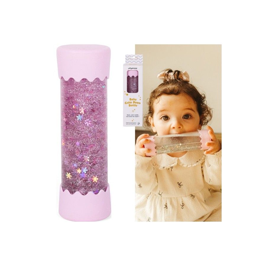 Jellystone, Sensoryczna butelka dla niemowląt SOFT PINK 0+ wyciszająca, przepływowa, zamknięta