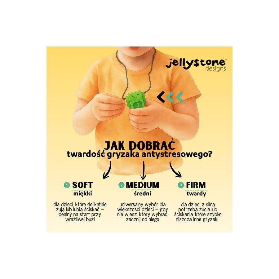 Jellystone, Gryzak terapeutyczny MEDIUM, antystresowy naszyjnik – robot Grassy Green