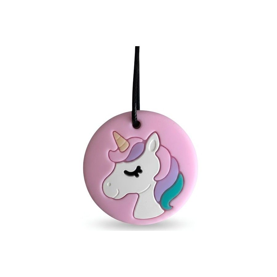 Jellystone, Gryzak terapeutyczny MEDIUM, antystresowy naszyjnik–PENDANT UNICORN PINK
