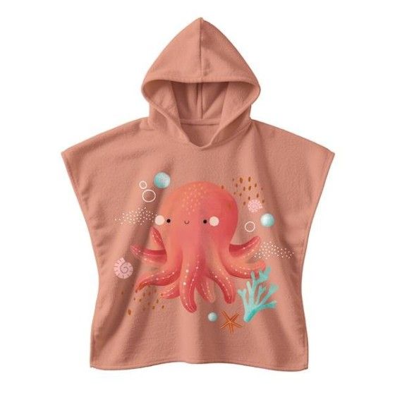 SASSI Okrycie kąpielowe z kapturem100% cotton Ośmiornica 2-5 lat