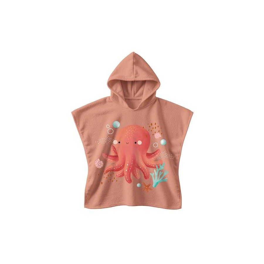 SASSI Okrycie kąpielowe z kapturem100% cotton Ośmiornica 2-5 lat