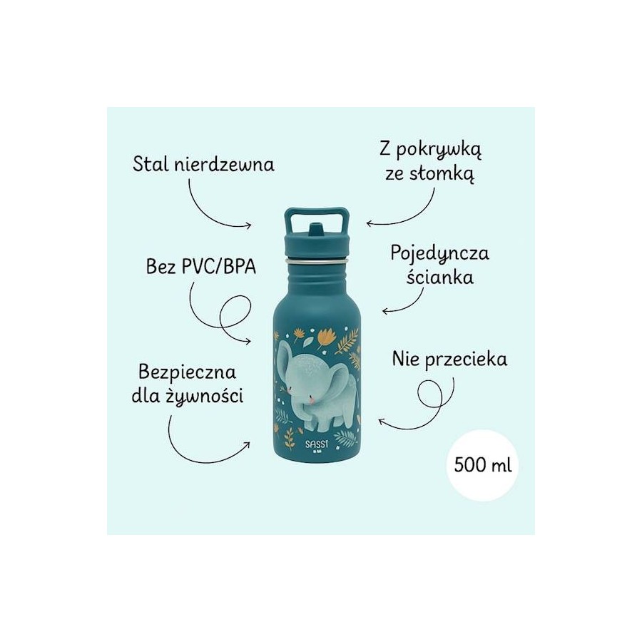 SASSI Butelka na wodę bidon 500 ml Słonik