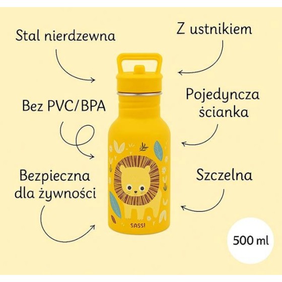 SASSI Butelka na wodę bidon 500 ml Lew