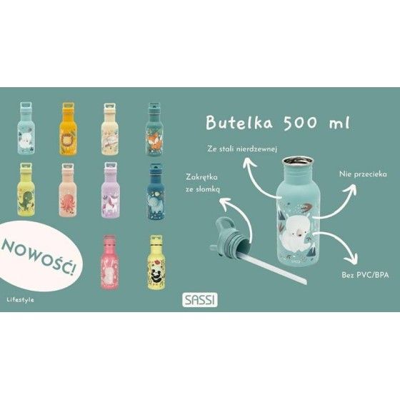 SASSI Butelka na wodę bidon 500 ml Królik