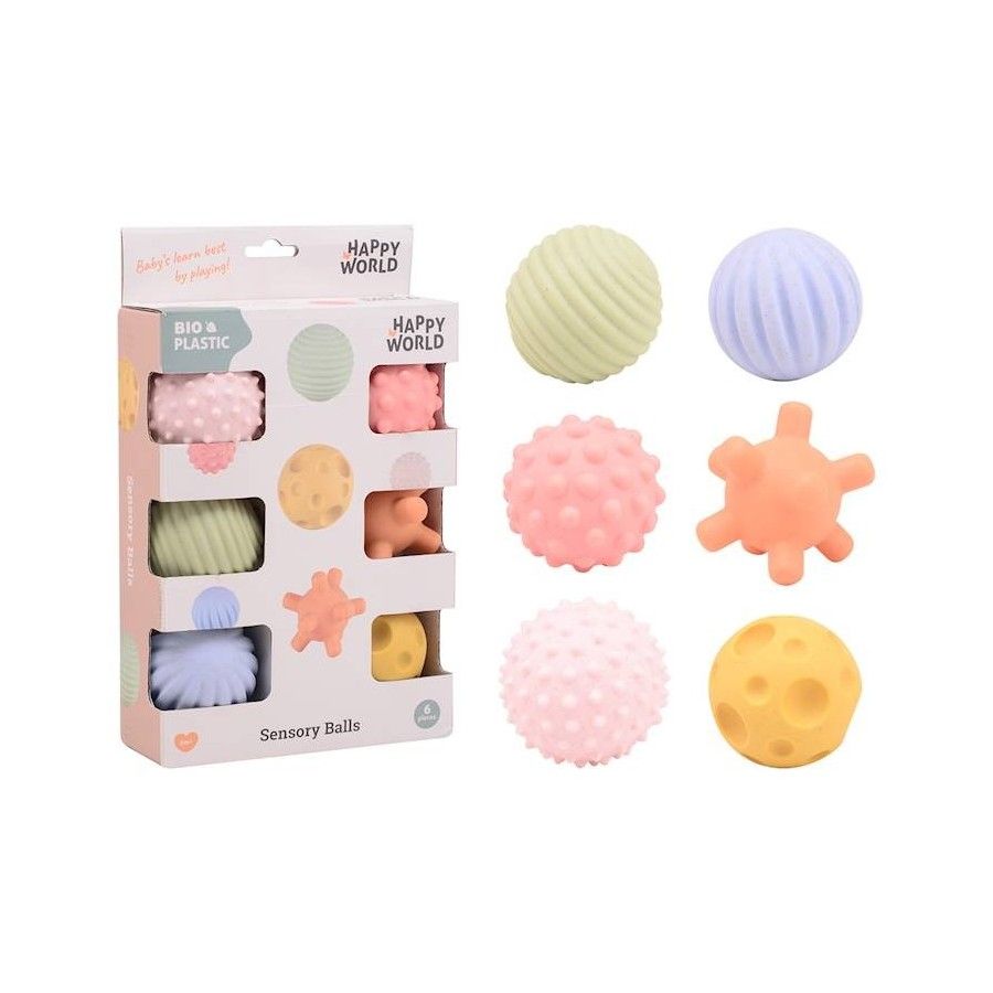 HAPPY WORLD  Kulki sensoryczne BIOplastik 6 szt