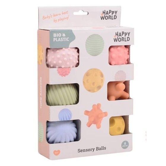 HAPPY WORLD  Kulki sensoryczne BIOplastik 6 szt