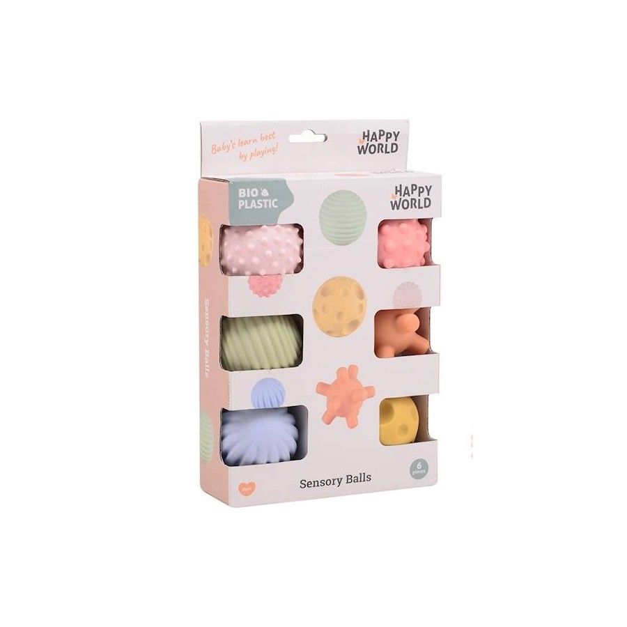 HAPPY WORLD  Kulki sensoryczne BIOplastik 6 szt