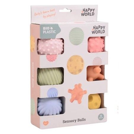 HAPPY WORLD  Kulki sensoryczne BIOplastik 6 szt