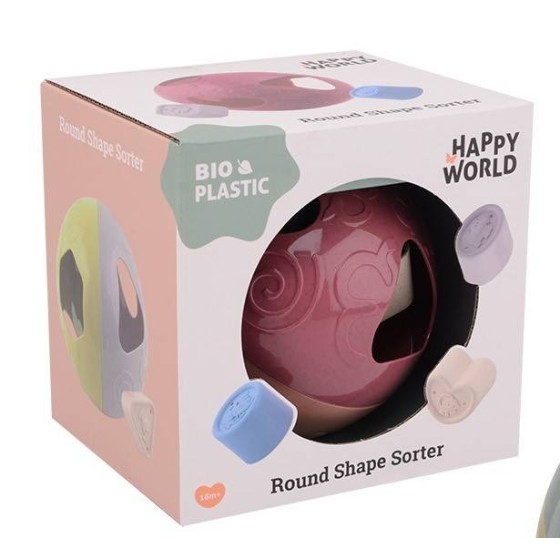 HAPPY WORLD  Sorter kształtów piłka BIOplastik PINK 18m+