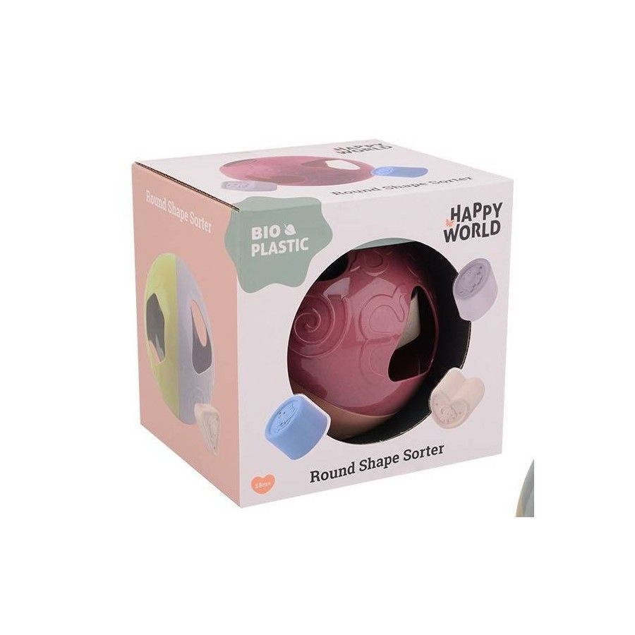 HAPPY WORLD  Sorter kształtów piłka BIOplastik PINK 18m+