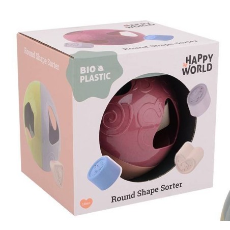 HAPPY WORLD  Sorter kształtów piłka BIOplastik PINK 18m+