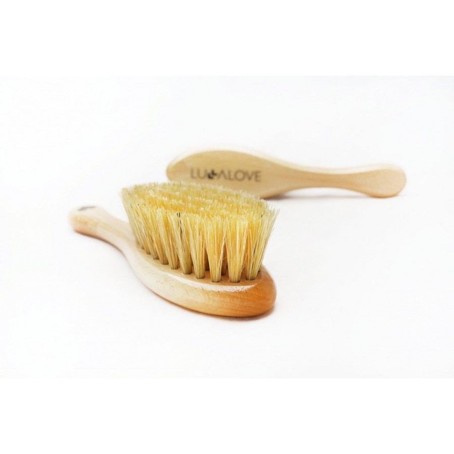 LULLALOVE KIT BRUSH WITH NATURAL HAIR + SPACE WASHER muslin