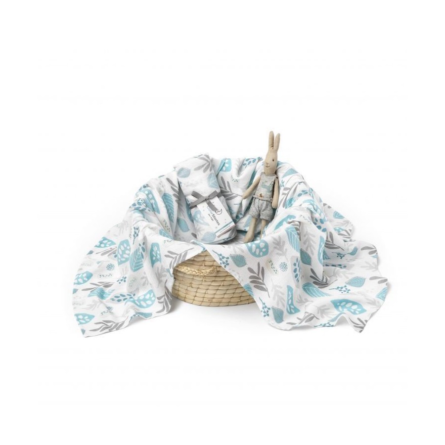 ColorStories - Otulacz muslin L - Floral turquoise
