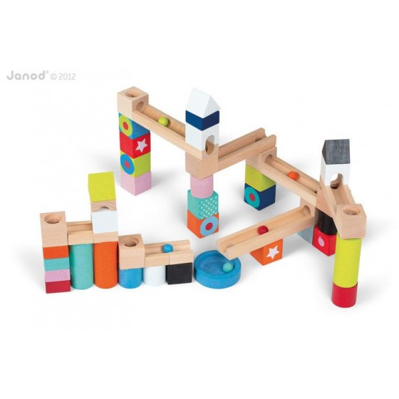 Wooden blocks JANOD track ball 50 pieces Kubix