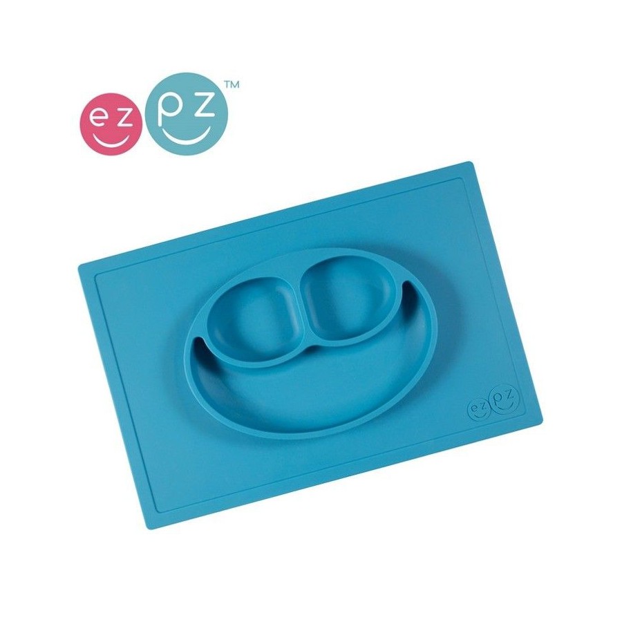 EZPZ silicone plate washer 2in1 Happy Mat blue
