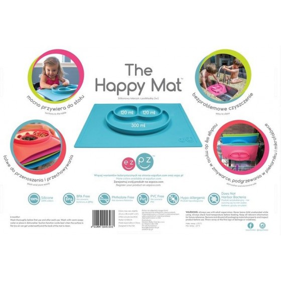 EZPZ silicone plate washer 2in1 Happy Mat blue