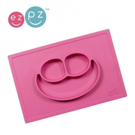 EZPZ 2in1 Happy Mat Silikonteller mit Unterlage, rosa