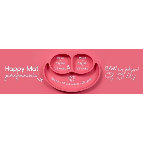 EZPZ Silikonowy talerzyk z podkładką 2w1 Happy Mat różowy