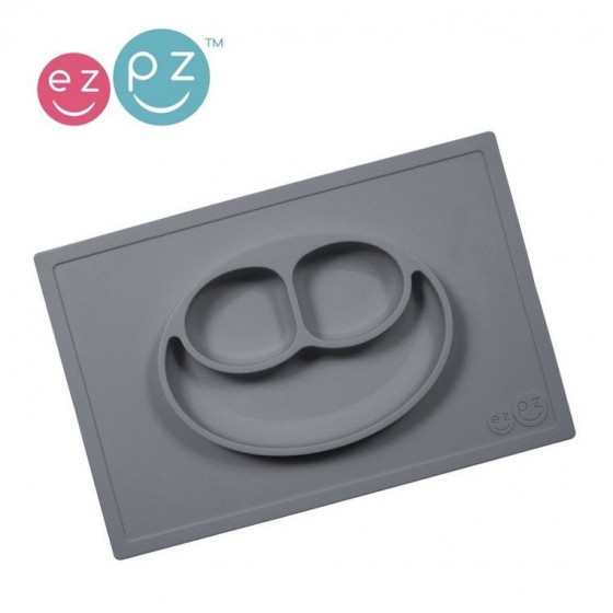 EZPZ silicone plate washer 2in1 Happy Matt Gray