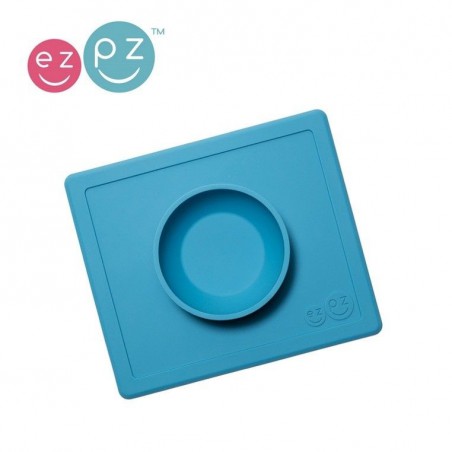 EZPZ Cuenco de silicona, cuenco con almohadilla 2 en 1 Happy Bowl, azul