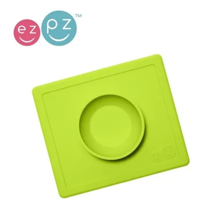 EZPZ Un bol en silicone, un bol avec un support 2x1 Happy Bowl vert