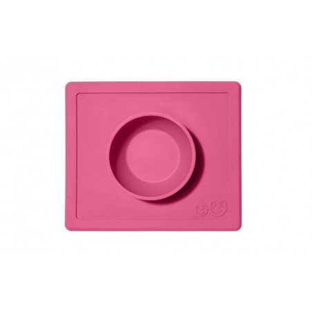 EZPZ Silikonschüssel, Schüssel mit Unterlage 2in1 Happy Bowl, rosa