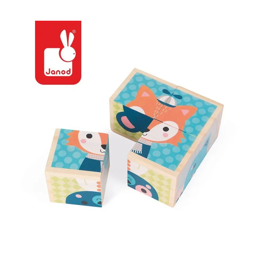 Janod Klocki drewniane Puzzle 6w1 Las