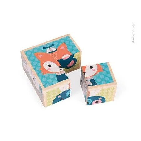 Janod Klocki drewniane Puzzle 6w1 Las