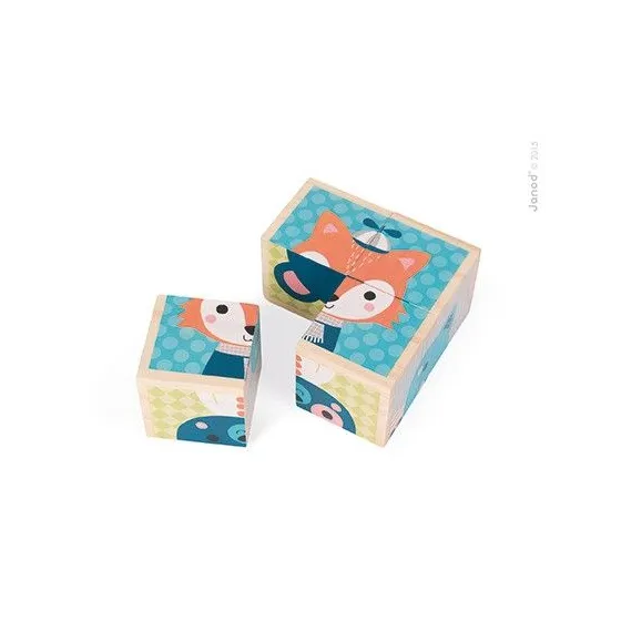 Janod Klocki drewniane Puzzle 6w1 Las