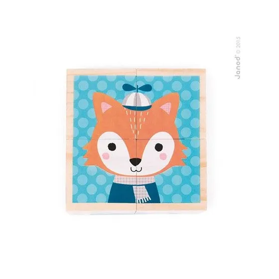 Janod Klocki drewniane Puzzle 6w1 Las