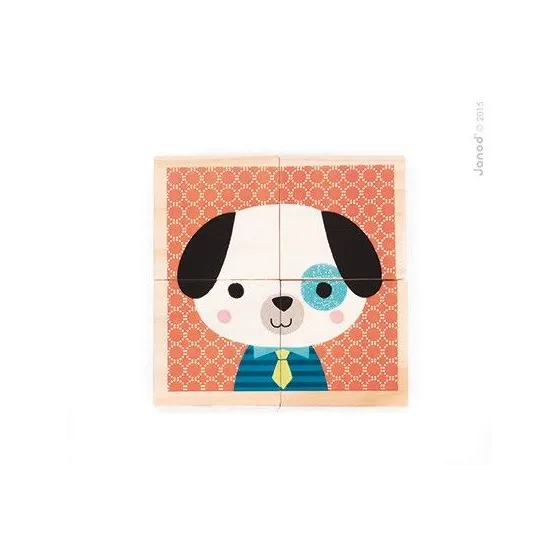 Janod Klocki drewniane Puzzle 6w1 Las