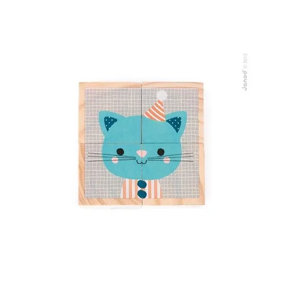 Janod Klocki drewniane Puzzle 6w1 Las