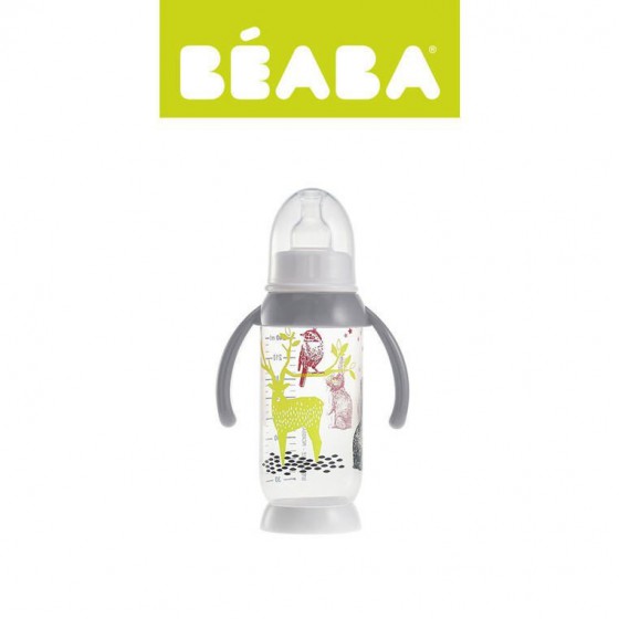 Beaba Bottle 240ml antykolkowa handle gray bunny