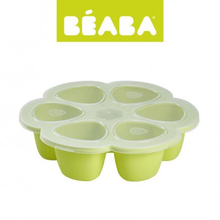 Silicone Beaba freezing container 6 x 90 ml neon