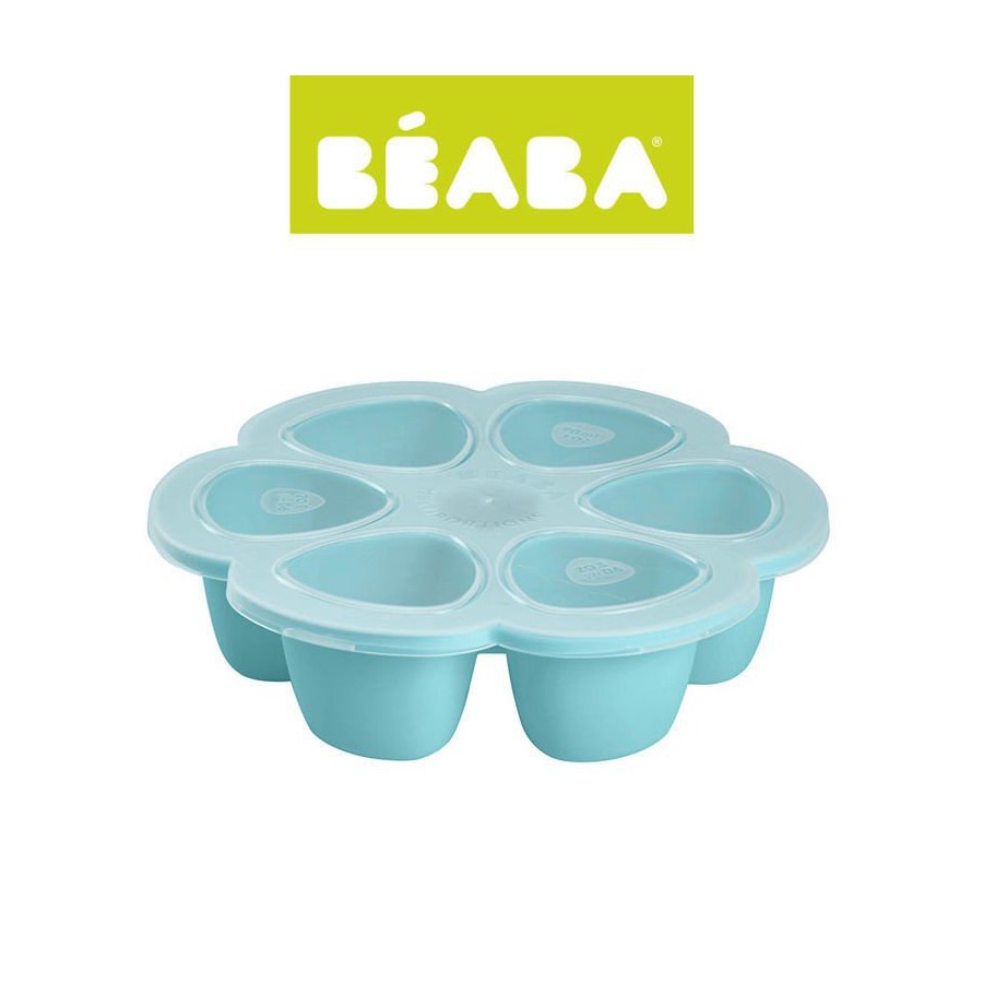 Silicone Beaba freezing container 6 x 90 ml blue