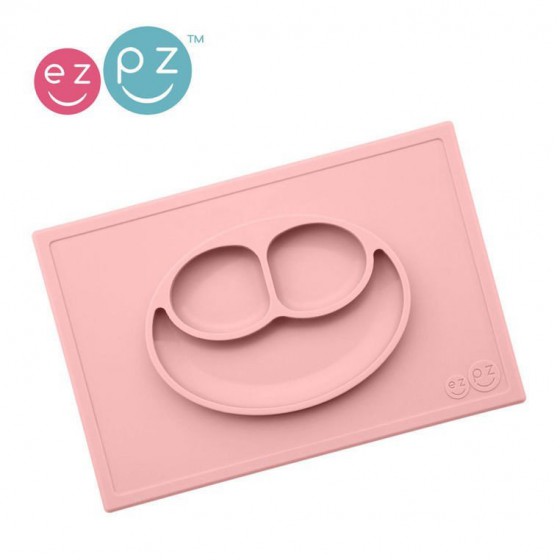 EZPZ plate with silicone pad 2in1 Happy Mat pastel pink