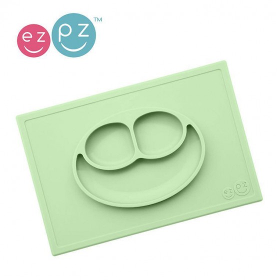 EZPZ plate with silicone pad 2in1 Happy Mat pastel sha