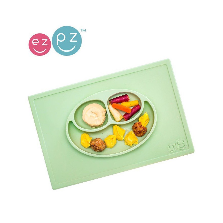 EZPZ plate with silicone pad 2in1 Happy Mat pastel sha