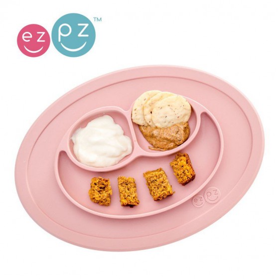 EZPZ silicone plate with a small pad 2in1 Mini Mat pastel pink