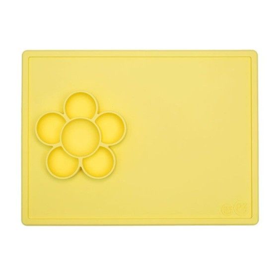 EZPZ Silicone Fun Mat з кантэйнерамі 2in1 кветка Play Mat жоўты